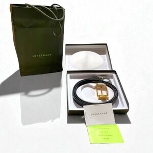 LONGCHAMP PARIS Mens Leather Reversible belt 2 Buckles ITALY